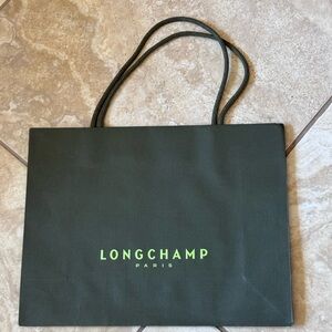 Longchamp Green Shopper Tote with Neon Logo, EUC